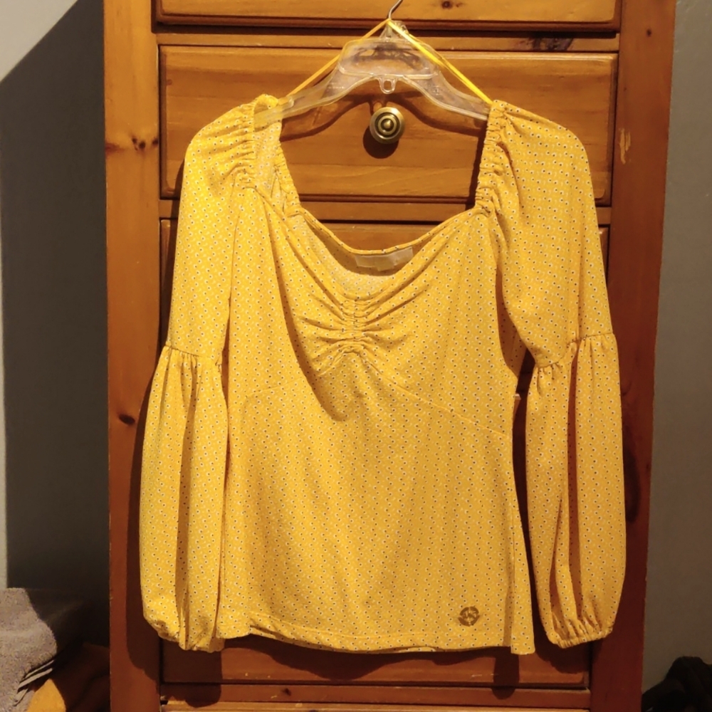 Michael Kors floral yellow blouse size xs